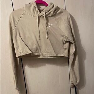 Gymshark Cream Crop Top Hoodie